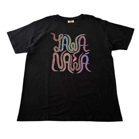Farm Rio Yawanawa T Shirt Womens Size L Black Graphic Short Sleeve Relaxed Fit - Picture 1 of 6